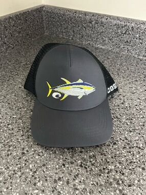 Costa Gray & Black Trucker Hat with Yellow-Accented Tuna Embroidery